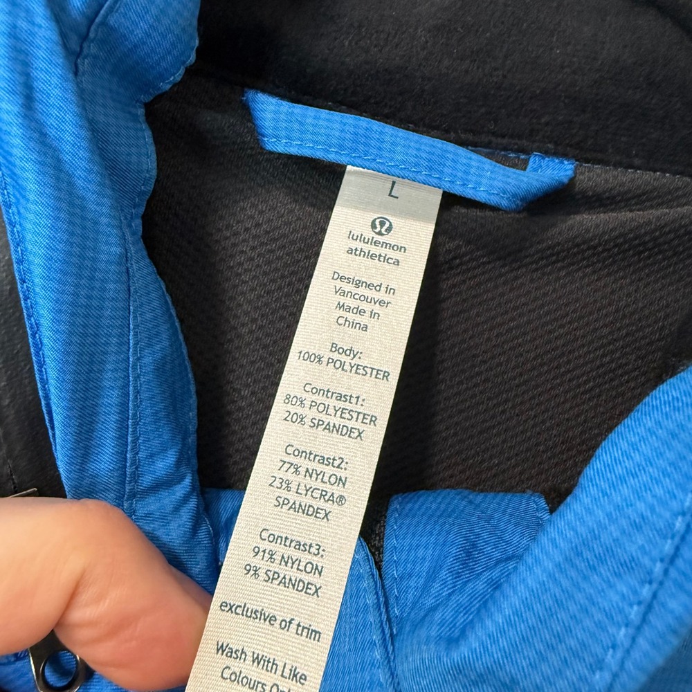 Lululemon Mens Relay Full Zip Jacket Large Blue Good Ripstop Lightweight - Picture 2 of 9
